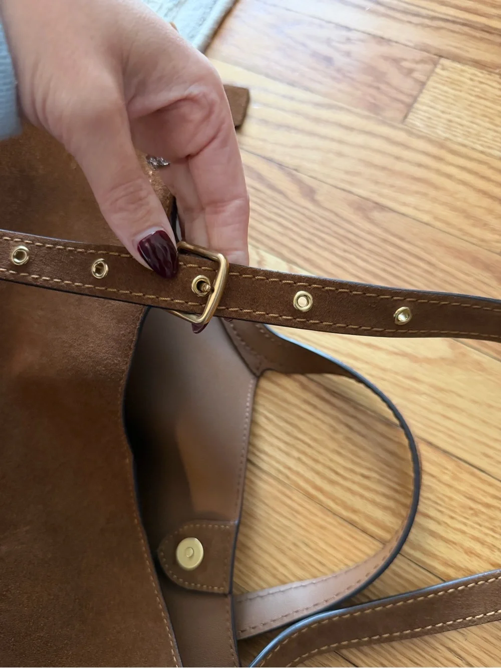 Coach Gramercy Warm Brown Suede Tote Bag - Picture 8 of 14